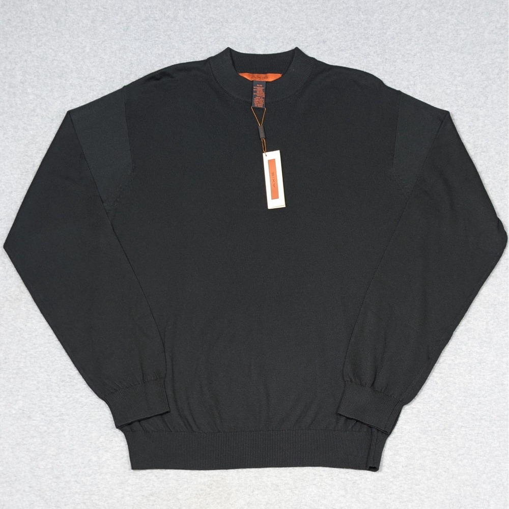 Vintage Axis Mens Sweater Medium Cotton/Rayon/Cashmere Blend Pullover Black New